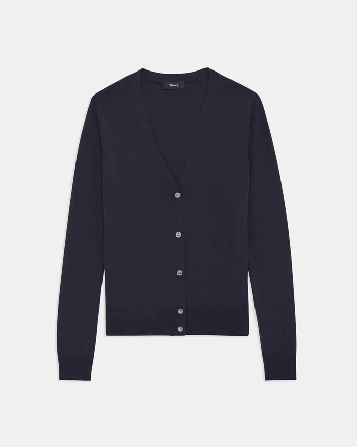 Women Sweaters Cardigans Theory VNeck Cardigan In Regal Wool Deep Navy
