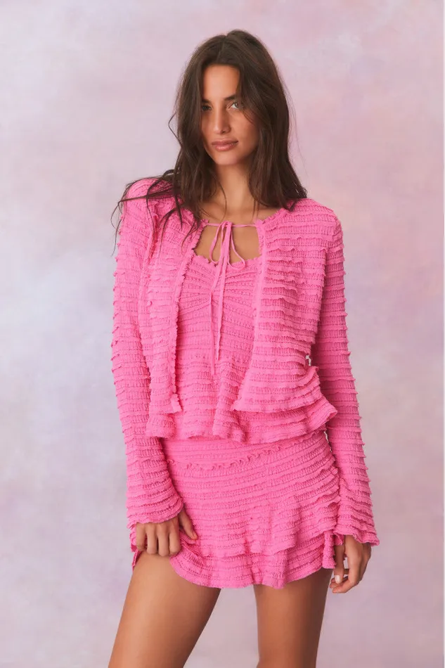 Women Sweaters LoveShackFancy Celosia Cotton Gauze Flared Cardigan Lovestruck Pink Women Sweaters LoveShackFancy Celosia Cotton Gauze Flared Cardigan Lovestruck Pink