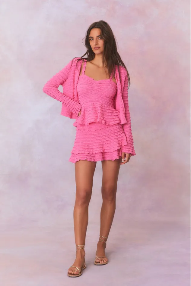 Women Sweaters LoveShackFancy Celosia Cotton Gauze Flared Cardigan Lovestruck Pink Women Sweaters LoveShackFancy Celosia Cotton Gauze Flared Cardigan Lovestruck Pink
