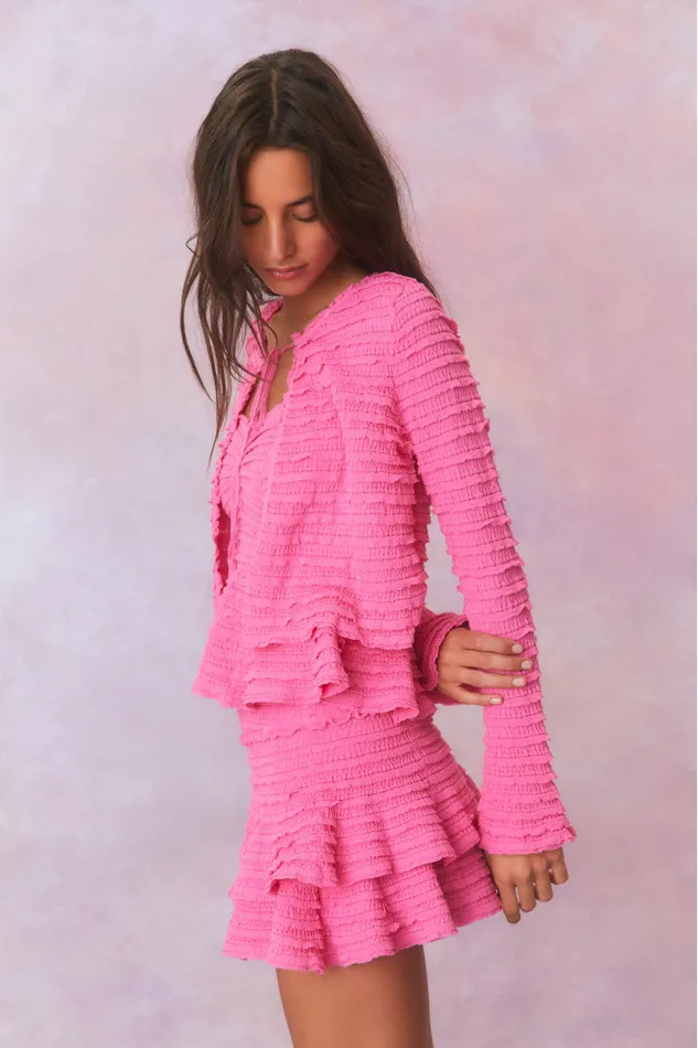 Women Sweaters LoveShackFancy Celosia Cotton Gauze Flared Cardigan Lovestruck Pink Women Sweaters LoveShackFancy Celosia Cotton Gauze Flared Cardigan Lovestruck Pink
