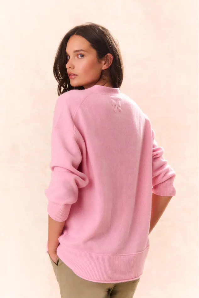 Women Sweaters LoveShackFancy Elmer Oversized Wool Cardigan Sweet Peony