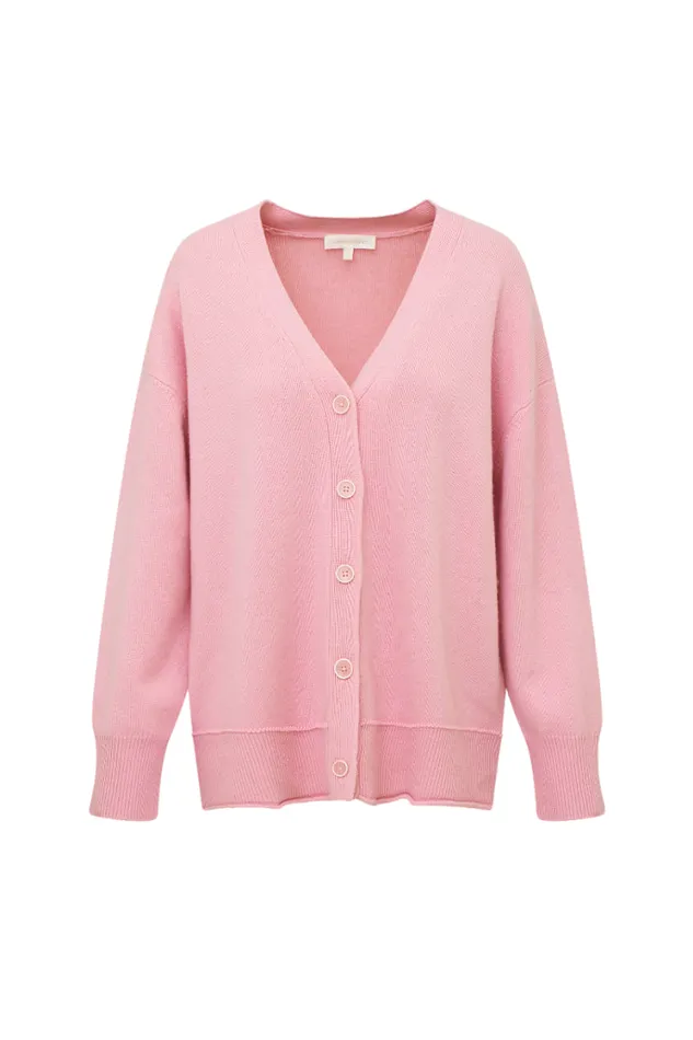 Women Sweaters LoveShackFancy Elmer Oversized Wool Cardigan Sweet Peony