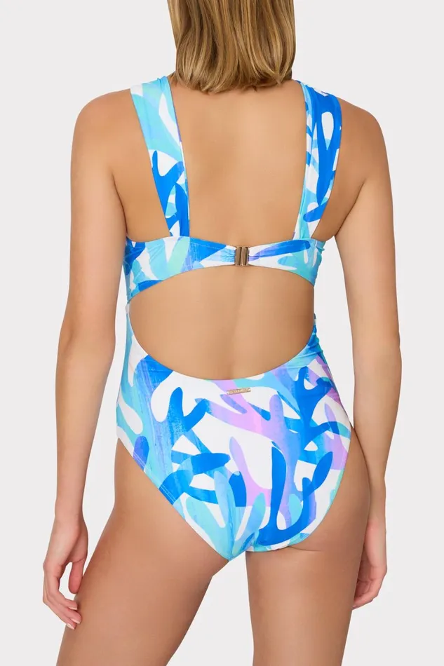 Women Swim and Coverups Milly Betsy Italian Under The Sea Bandeau One Piece Blue Multi