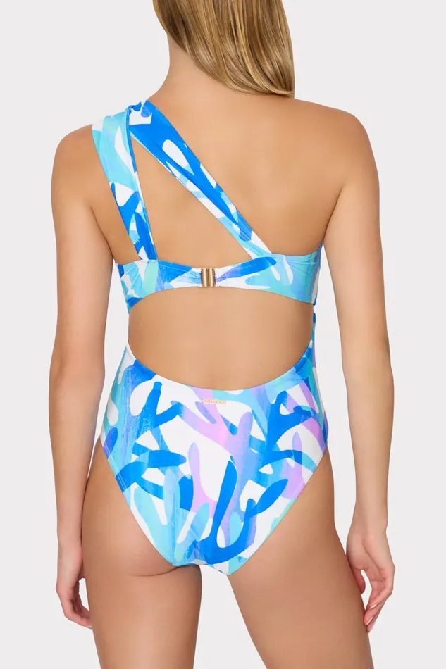 Women Swim and Coverups Milly Betsy Italian Under The Sea Bandeau One Piece Blue Multi