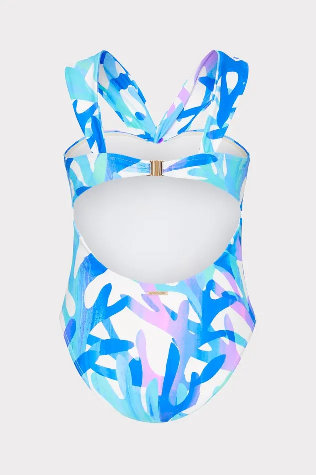 Women Swim and Coverups Milly Betsy Italian Under The Sea Bandeau One Piece Blue Multi