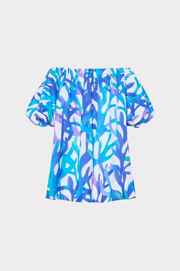 Women Swim and Coverups Milly Jamie Under The Sea Off The Shoulder Mini Dress Blue Multi