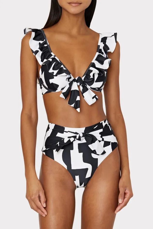 Women Swim and Coverups Milly Tie Bikini Bottom Blackecru