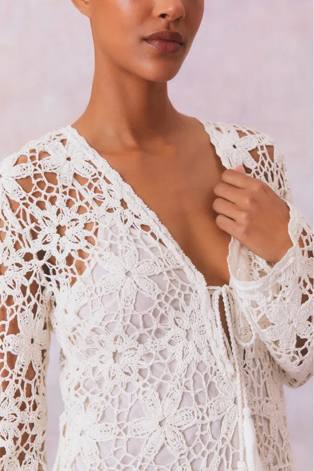 Women Swim LoveShackFancy Lorne Cotton Crochet Maxi Dress Antique White
