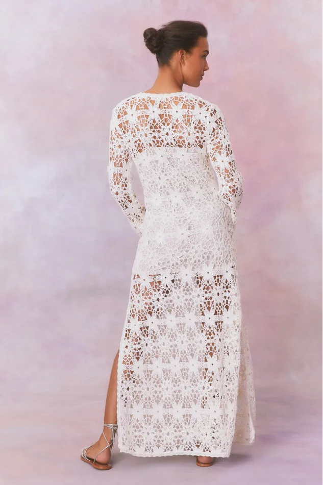 Women Swim LoveShackFancy Lorne Cotton Crochet Maxi Dress Antique White