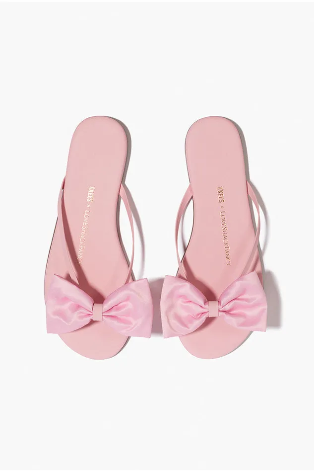 Women Swim LoveShackFancy Tkees Oversized Bow Sandals Pink