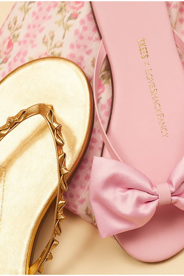 Women Swim LoveShackFancy Tkees Oversized Bow Sandals Pink