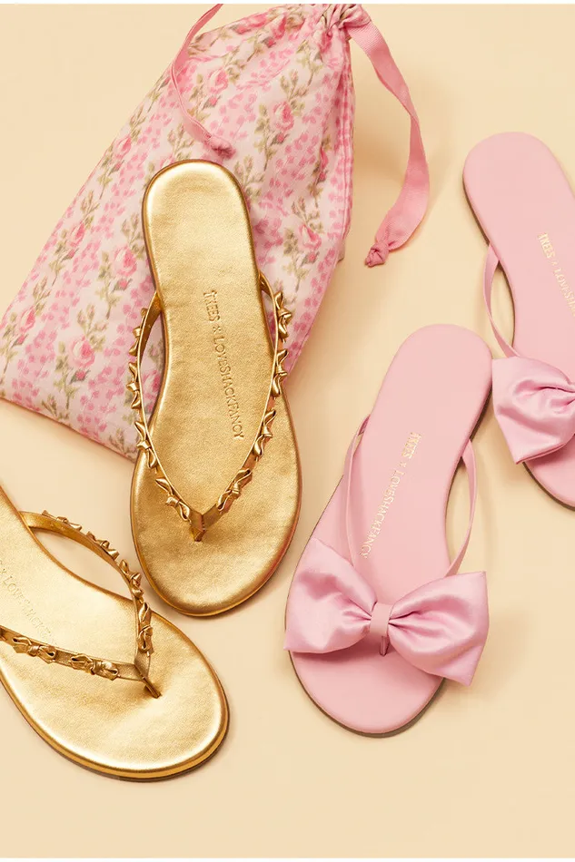 Women Swim LoveShackFancy Tkees Oversized Bow Sandals Pink