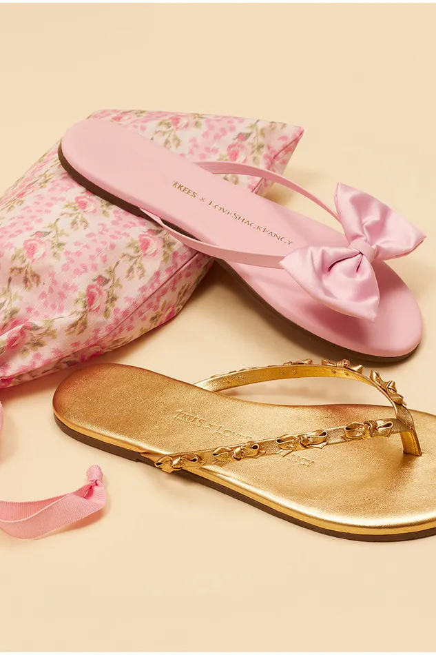 Women Swim LoveShackFancy Tkees Oversized Bow Sandals Pink