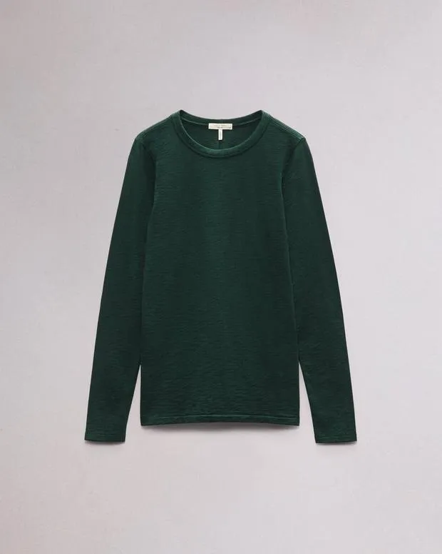 Women TShirts Rag and Bone Slub Long Sleeve Tee Dark Green