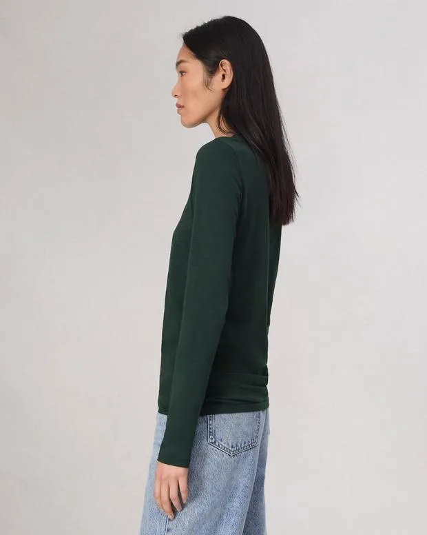 Women TShirts Rag and Bone Slub Long Sleeve Tee Dark Green