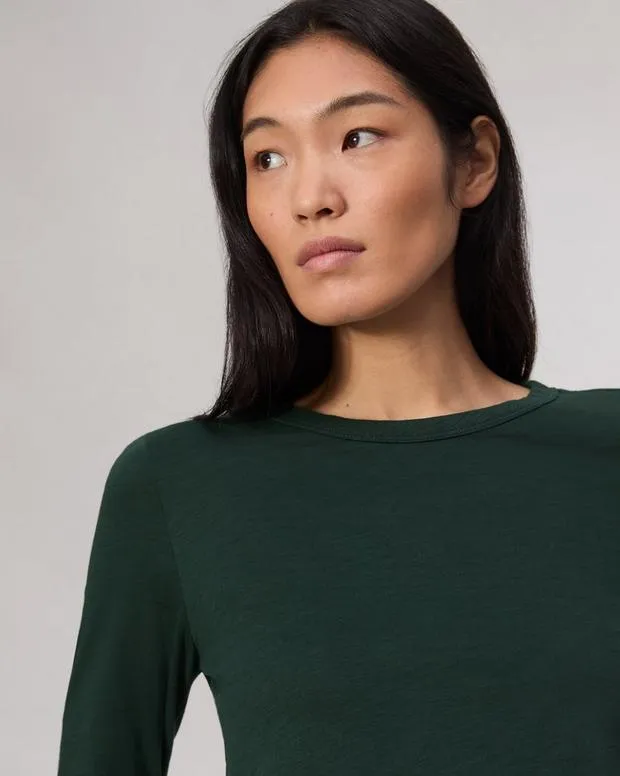 Women TShirts Rag and Bone Slub Long Sleeve Tee Dark Green