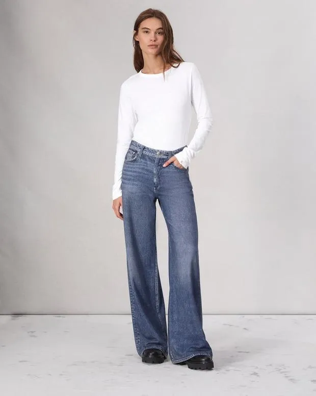 Women TShirts Rag and Bone The Slub Long Sleeve Bright White
