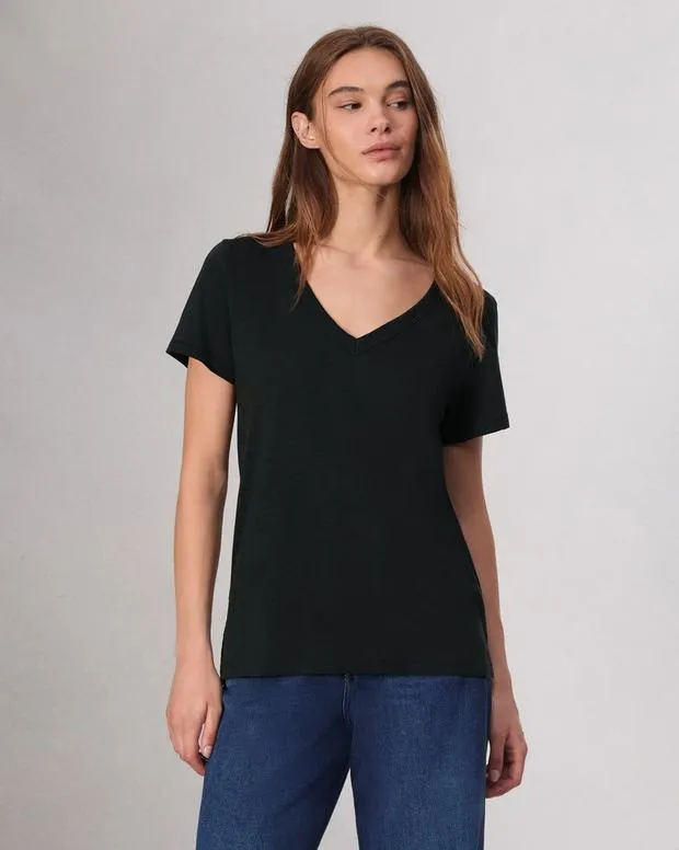 Women TShirts Rag and Bone The Slub Vee Black