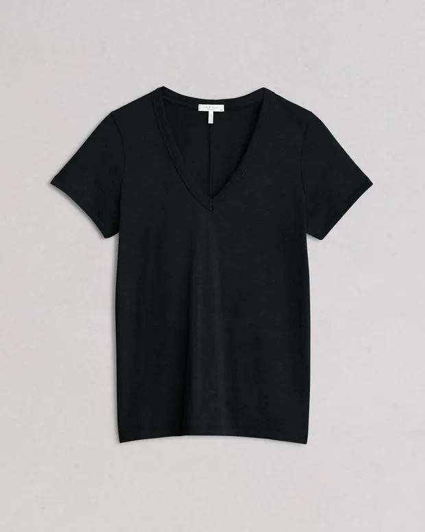 Women TShirts Rag and Bone The Slub Vee Black