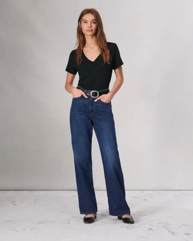 Women TShirts Rag and Bone The Slub Vee Black