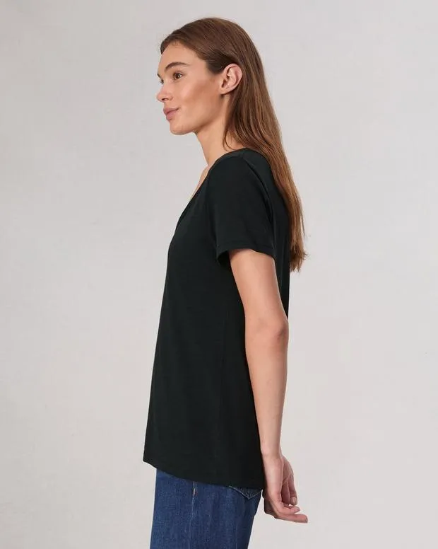 Women TShirts Rag and Bone The Slub Vee Black
