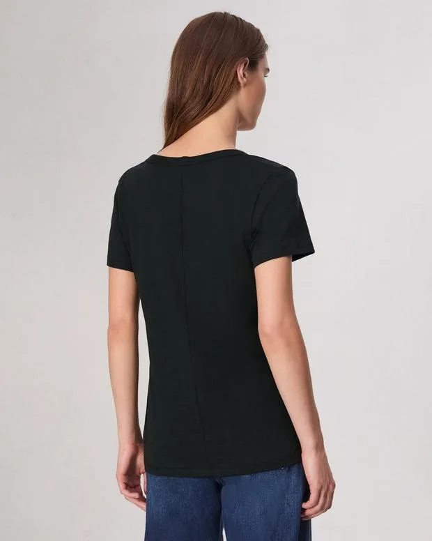 Women TShirts Rag and Bone The Slub Vee Black