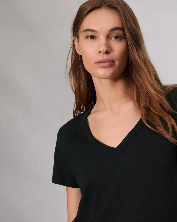 Women TShirts Rag and Bone The Slub Vee Black