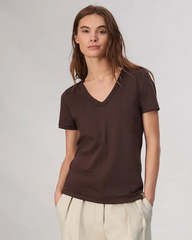 Women TShirts Rag and Bone The Slub Vee Dark Brown