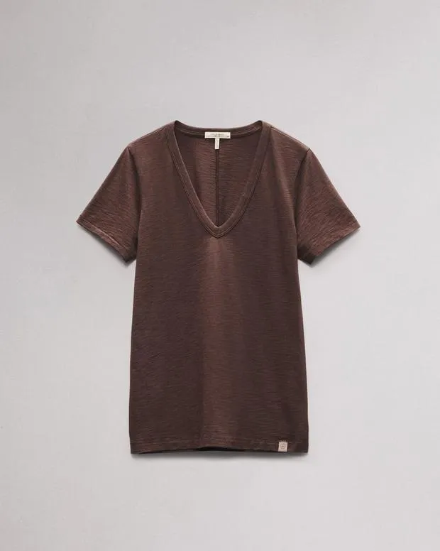 Women TShirts Rag and Bone The Slub Vee Dark Brown