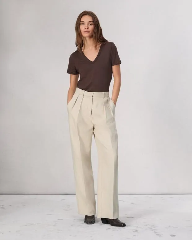 Women TShirts Rag and Bone The Slub Vee Dark Brown