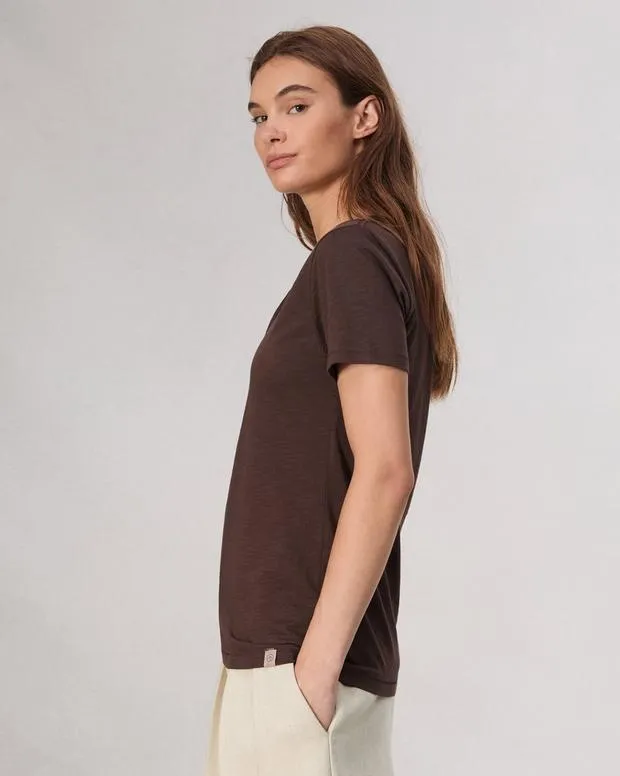 Women TShirts Rag and Bone The Slub Vee Dark Brown