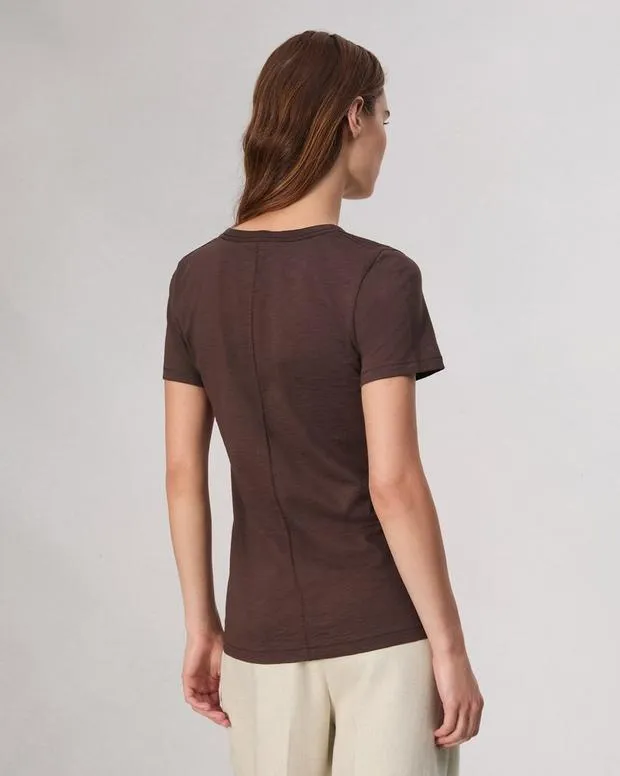 Women TShirts Rag and Bone The Slub Vee Dark Brown