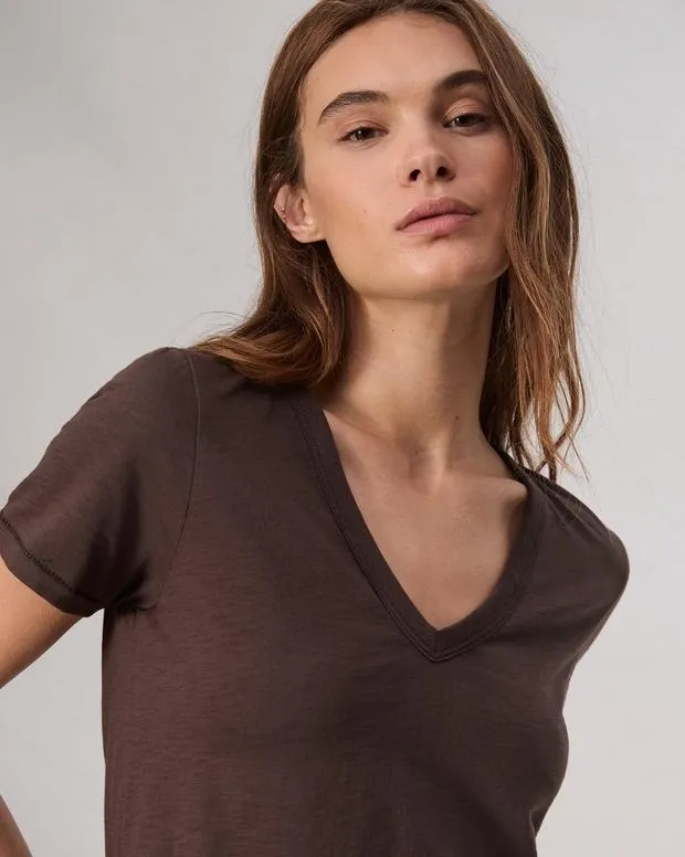 Women TShirts Rag and Bone The Slub Vee Dark Brown