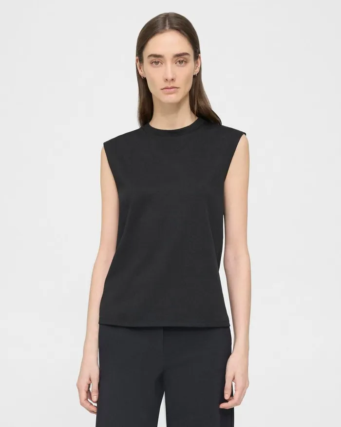 Women TShirts Tank Tops Theory Perfect CutOff Tee In Cotton Jersey Black