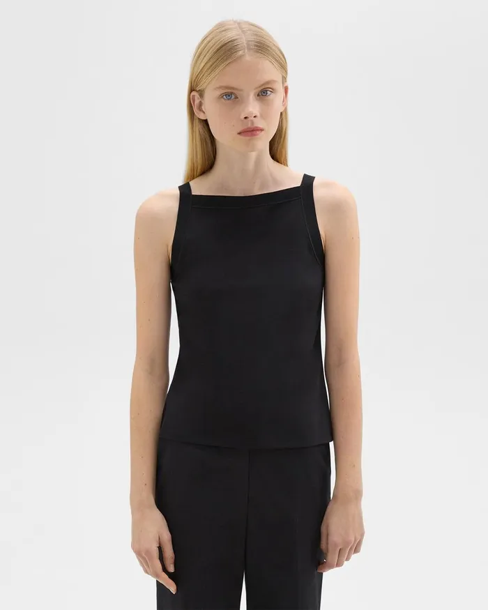 Women TShirts Tank Tops Theory Square Neck Tank In Interlock Knit Black
