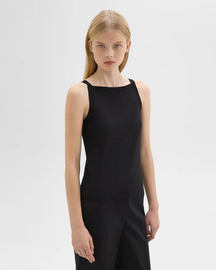 Women TShirts Tank Tops Theory Square Neck Tank In Interlock Knit Black