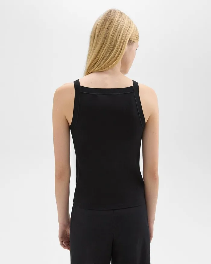 Women TShirts Tank Tops Theory Square Neck Tank In Interlock Knit Black