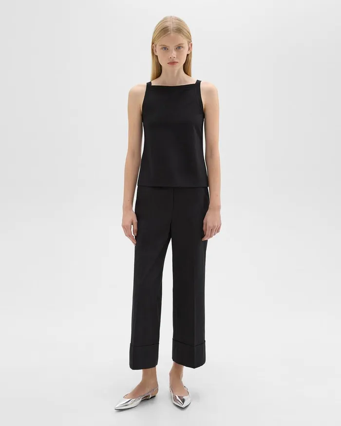 Women TShirts Tank Tops Theory Square Neck Tank In Interlock Knit Black