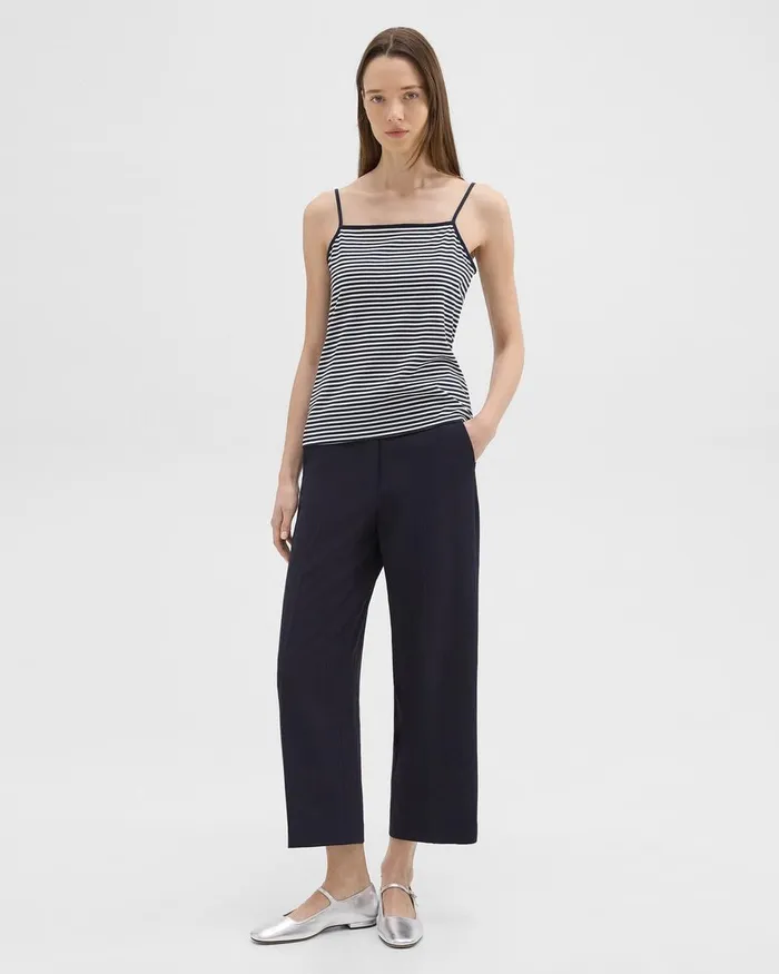 Women TShirts Tank Tops Theory Square Neck Tank In Striped Pima Cotton Navywhite