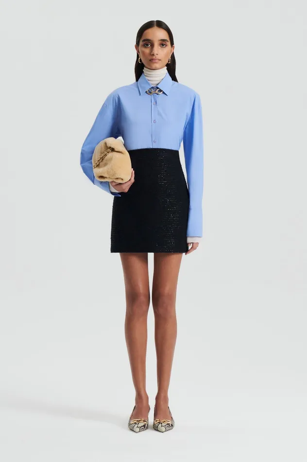 Women TAILORED SEQUIN MINI SKIRT BLACK Skirts Scanlan Theodore