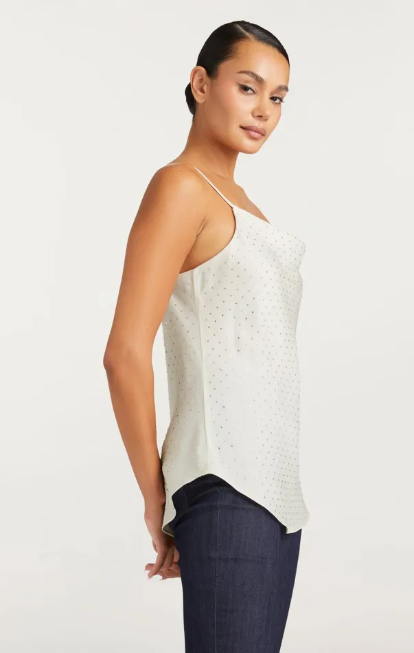 Women Tank Tops and Camisoles Cinq Sept Allover Heatset Marta Cami Ivory