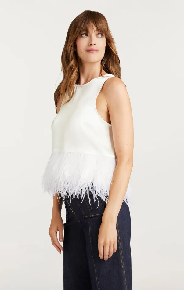 Women Tank Tops and Camisoles Cinq Sept Smooth Satin Charisse Top Ivory
