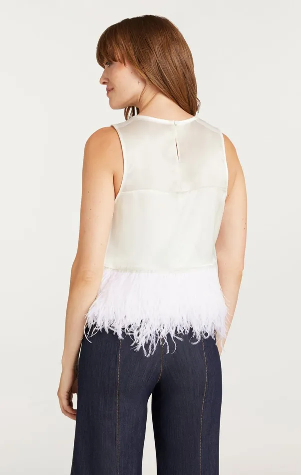 Women Tank Tops and Camisoles Cinq Sept Smooth Satin Charisse Top Ivory