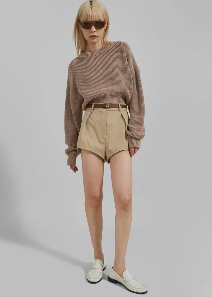 Women Teague Cropped Sweater 8211 Beige The Frankie Shop Knitwear