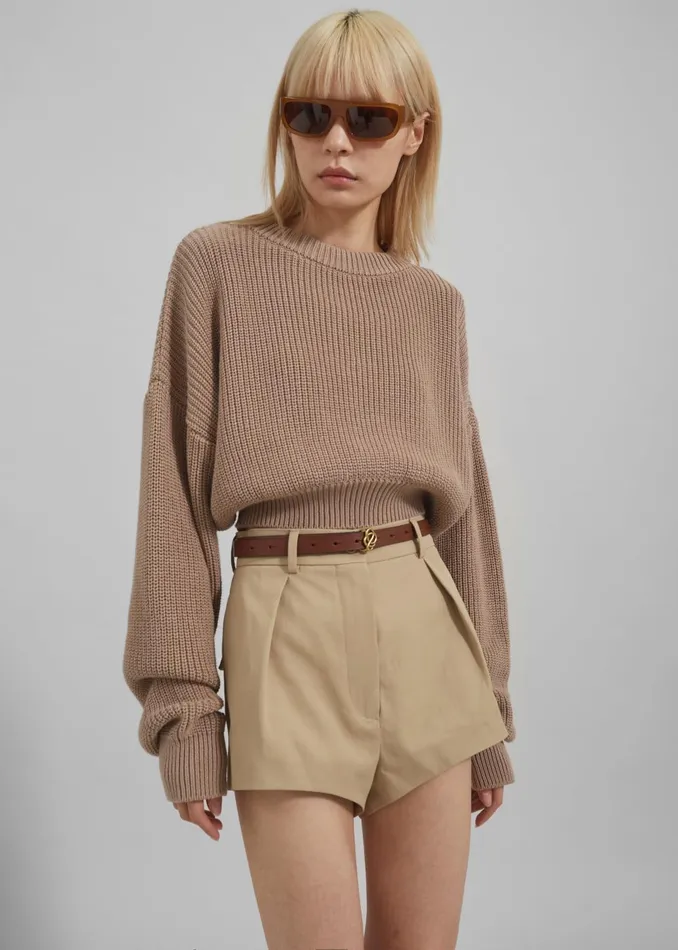 Women Teague Cropped Sweater 8211 Beige The Frankie Shop Knitwear