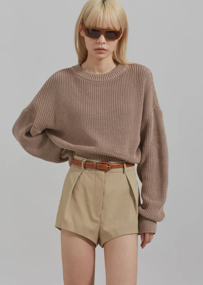 Women Teague Cropped Sweater 8211 Beige The Frankie Shop Knitwear