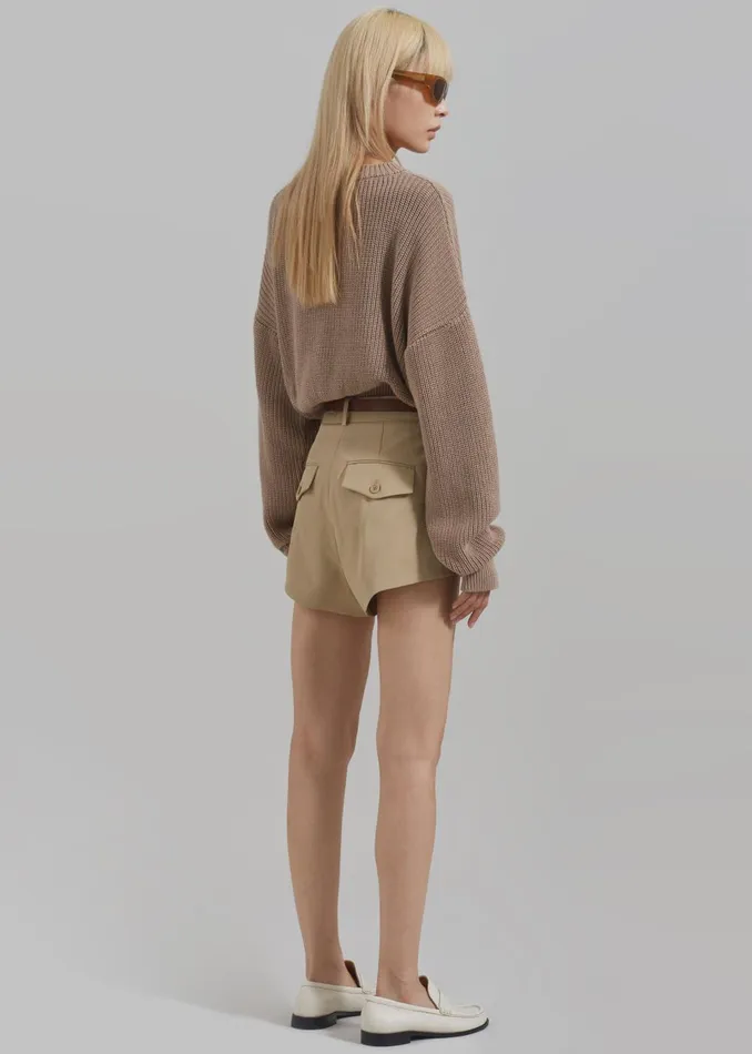 Women Teague Cropped Sweater 8211 Beige The Frankie Shop Knitwear