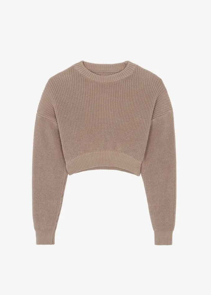 Women Teague Cropped Sweater 8211 Beige The Frankie Shop Knitwear