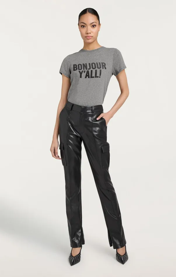 Women Tees and Pullovers Cinq Sept Bonjour Y039all Tee Heather Greyblack
