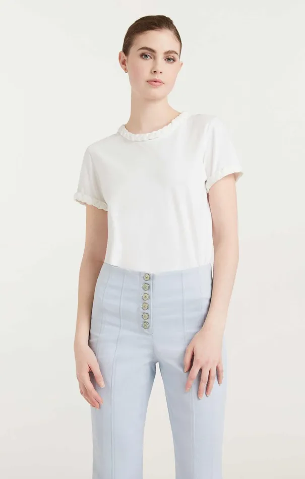 Women Tees and Pullovers Cinq Sept Braided Tee White